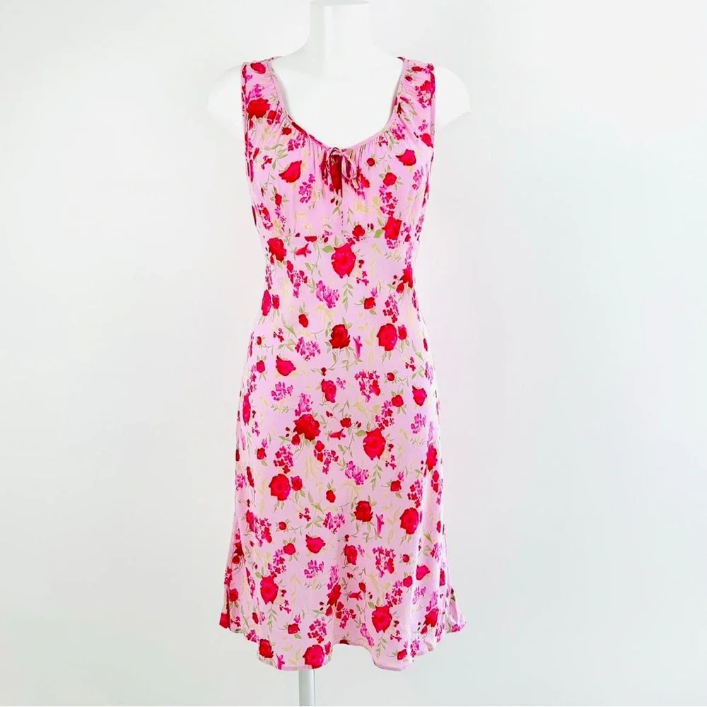 90s Y2k Vintage NEXT babydoll Dress UK12 Pink Florals Cottagecore Fairycore - Picture 1 of 7